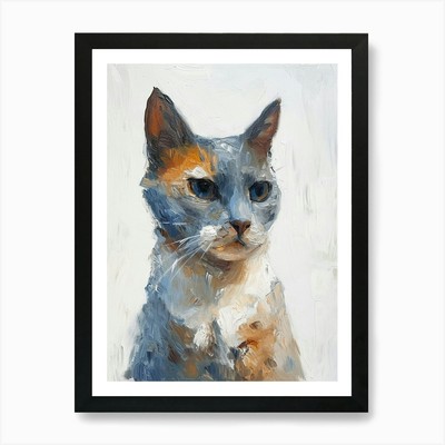 Chartreux Katze Gemälde 2 Kunstdruck gerahmt Wandbild Poster Leinwanddruck Bild