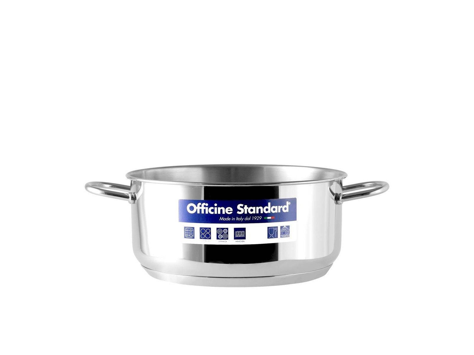 Deep Stainless Steel Casserole Officine Standard Sara 2 Handles 16 Gray