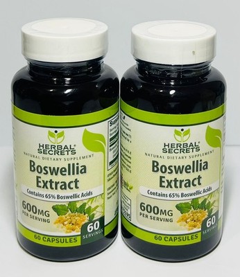 HERBAL SECRETS BOSWELLIA EXTRACT 600MG 65% BOSWELLIC ACIDS 120 CAPS Total 2 PACK