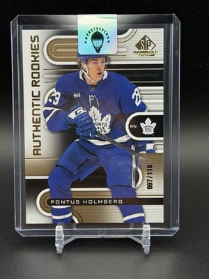 2022-23 UD SP Game Used /118 Authentic Rookies Gold Pontus Holmberg Maple Leafs