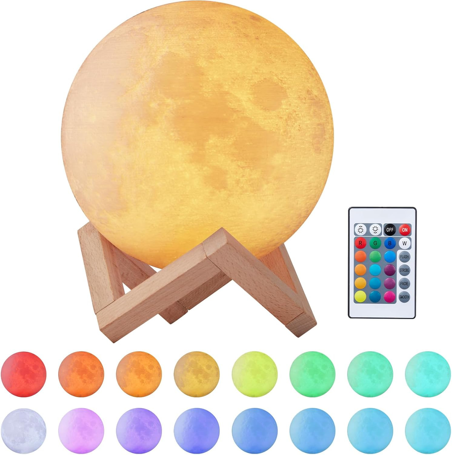 Lampada Luna 15cm LED 16 Colori: Luce Notturna 3D con Telecomando