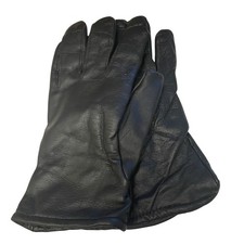 Vintage Black Leather Sheepskin Gloves Size 8 Wool Blend Lining