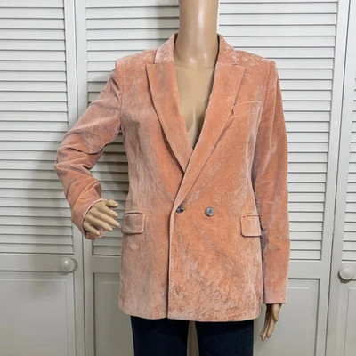 REISS Aubrie Velvet Cotton Blazer in Peach Blush Business Style Size 6