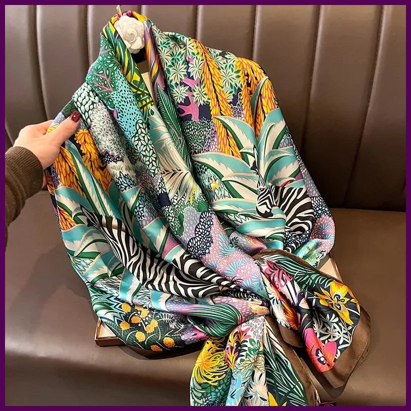 Diseño de chal de seda satinada, pañuelo hiyab para mujer, moda de verano, prote