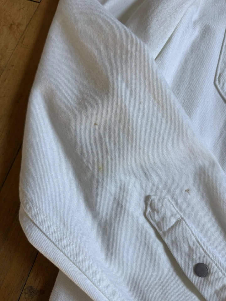 VTG FW 2018 Calvin Klein Raf Simons Western Shirt White Denim Red Snap Button XL - Image 3 of 4