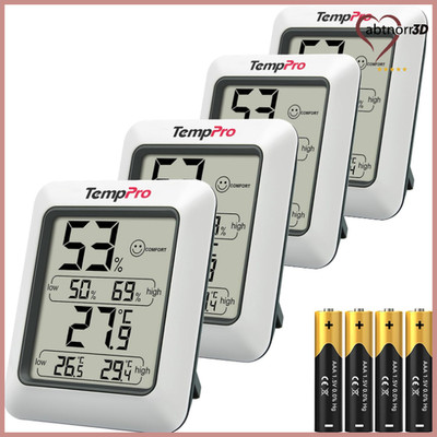 TempPro Thermo-Hygrometer Digital 4 Stück mit LCD-Display und MIN MAX-Funktion