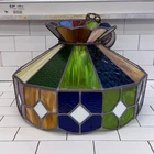 Vintage Swag Lamp Tiffany Style Stained Glass Shade 19”