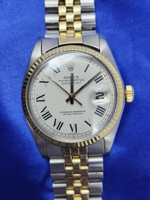 1972 Rolex Datejust 1601 Oyster Perpetual 36mm Watch 14K & Stainless