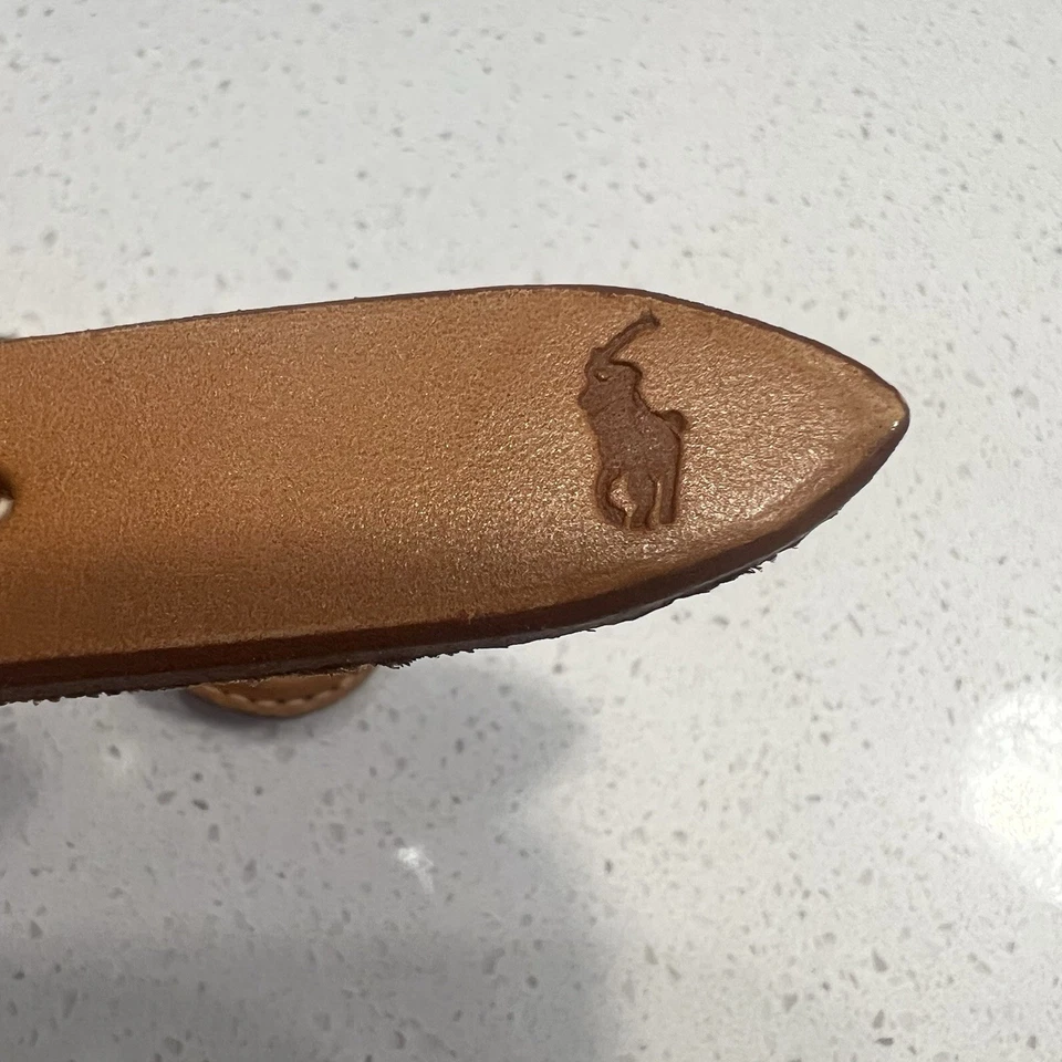 Cinto de tecido Ralph Lauren couro listras verdes roxas tamanho único 33”-37” Preppy - Imagem 2 de 4