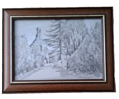 R H Eadie, original signierte Bleistiftzeichnung, Cottage Art, airbnb (H29cm×B38cm) G/C