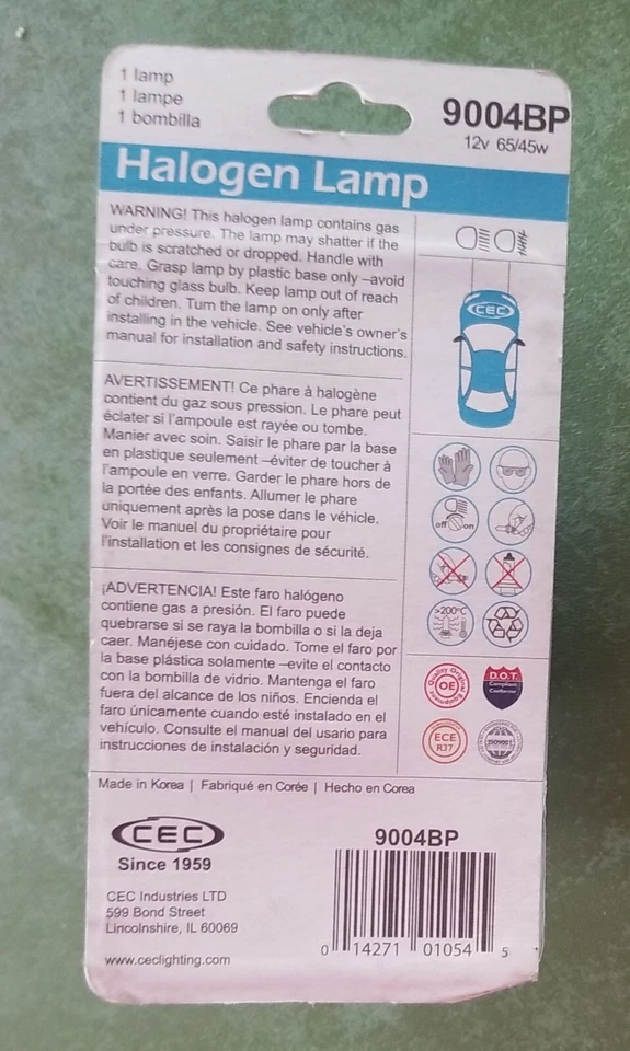 Lote de 3 bombillas halógenas CEC 9004BP 12 65/45w  Foto 4 de 4