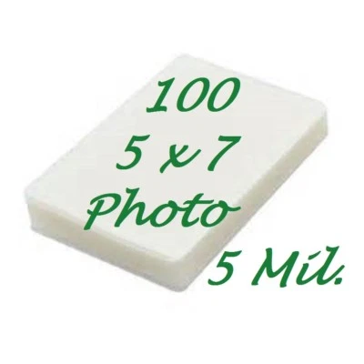 5 x 7 100 5 Mil Laminating Pouches Sleeves 5-1/4 x 7-1/4 Photo, Extra Clear