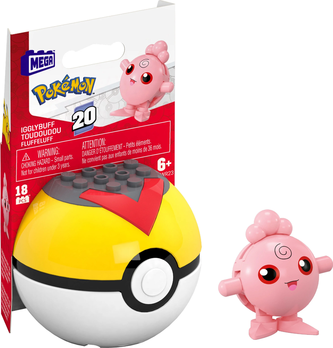 1x Mega Construx Pokémon - Poke Ball Series 20 - Igglybuff (HWR23