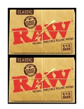 2x Raw Rolling Papers 1 1/2 Classic Unrefined 33 LVS/PK 2 Packs *USA SHIPPED*
