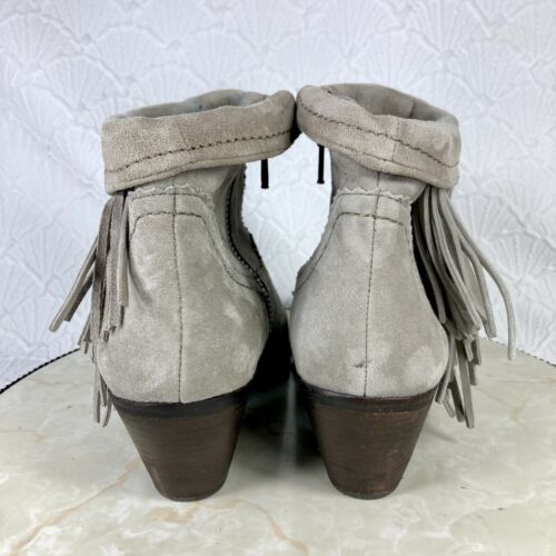 Sam Edelman Ankle Booties Womens Size 9.5 Gray Suede Fringe Western Cowboy Boots - Picture 8 of 12