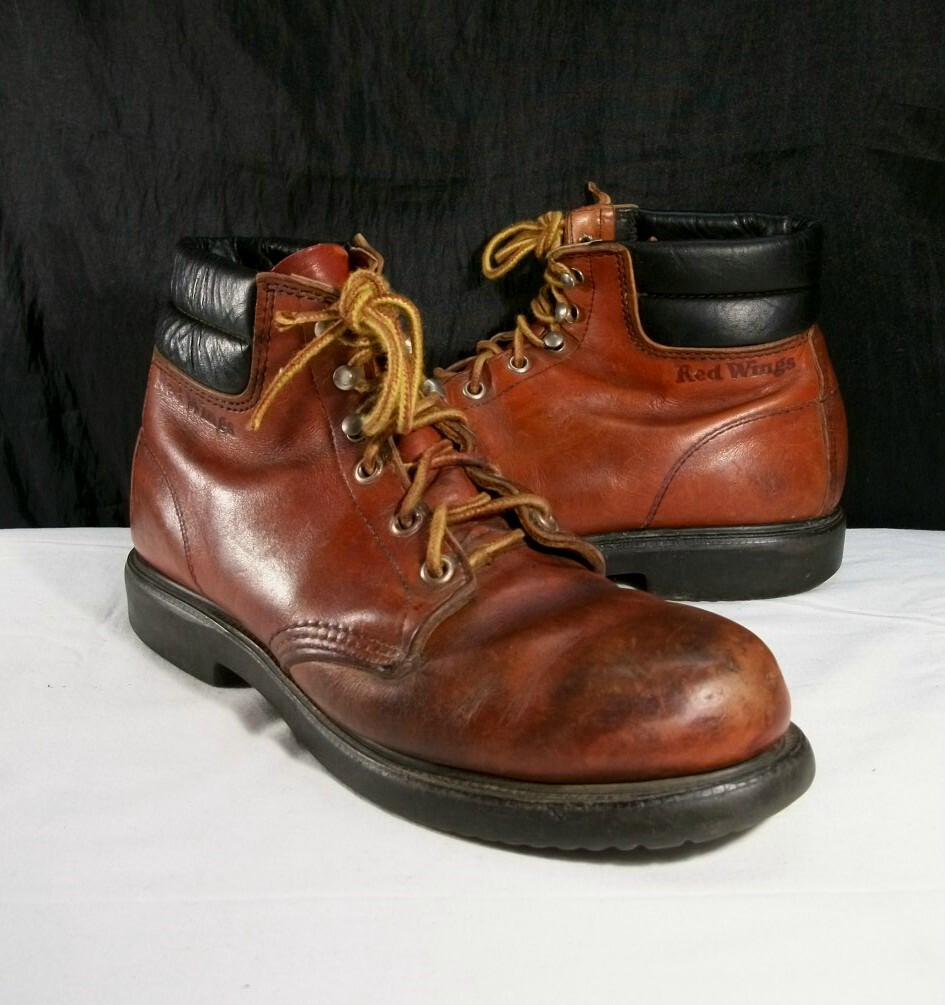 RED WING VTG SUPERSOLE 2307 RED LEATHER STEEL TOE WOMENS ANKLE WORK