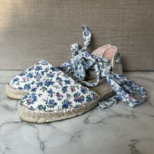 LoveShackFancy x Manebi Valencia Espadrille Blue Jay Song Floral Print Size 37/7