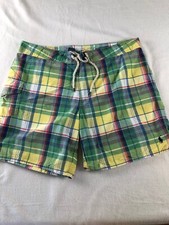 Polo Ralph Lauren Swim Trunks Mens 36 Mesh Lined Plaid Drawstring