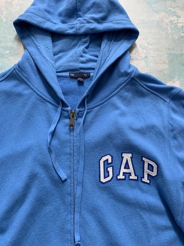 Vintage Gap Hoodie Full Zip Embroidered Logo 00s Size L Blue Made In Cambodia - Picture 5 of 19