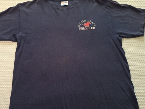 Vintage Myrtle Beach POLO Club Blue Cotton T-shirt Size L Hanes Single Stitch - Picture 9 of 9