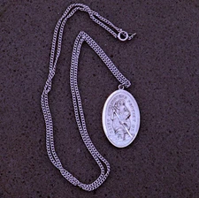 Sterling Silver "I am a Catholic" St. Christopher Pendant 24" Necklace Forstner