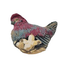 Vtg 70s Stamped Fabric 10" Stuffed Chicken Hen Farmhouse Cottagecore Toy Works