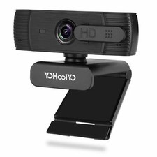 YoHoolyo Webcam 1080P Full HD Webcam w/ Privacy Cover Live Streaming Auto Focus