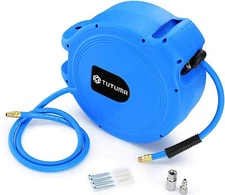Professional Workshop Air Compressor Retractable 50Ft. Air Hose Reel w Fittings