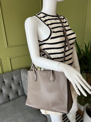  Michael Kors Schultertasche Mercer Pebbled Leather Tote MK Handtasche - Grau 