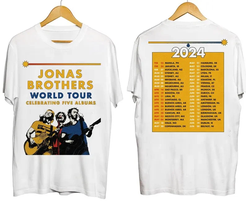 Pop Rock Band Jonas Brothers Tour 2024 T-Shirt