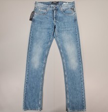 Image of Replay Mens Grover Jeans Blue W30 L34 Straight Fit Light Wash Stretch Denim