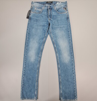Replay Mens Grover Jeans Blue W30 L34 Straight Fit Light Wash