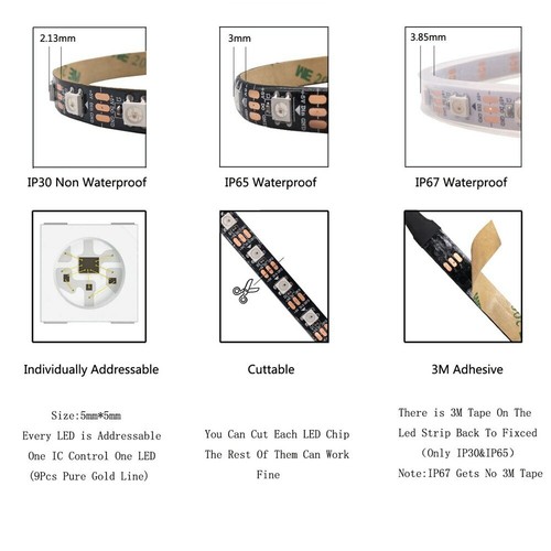 WS2812B Individually Addressable Smart RGB Led Strip Light SP105E Transformer Ki - Picture 3 of 22