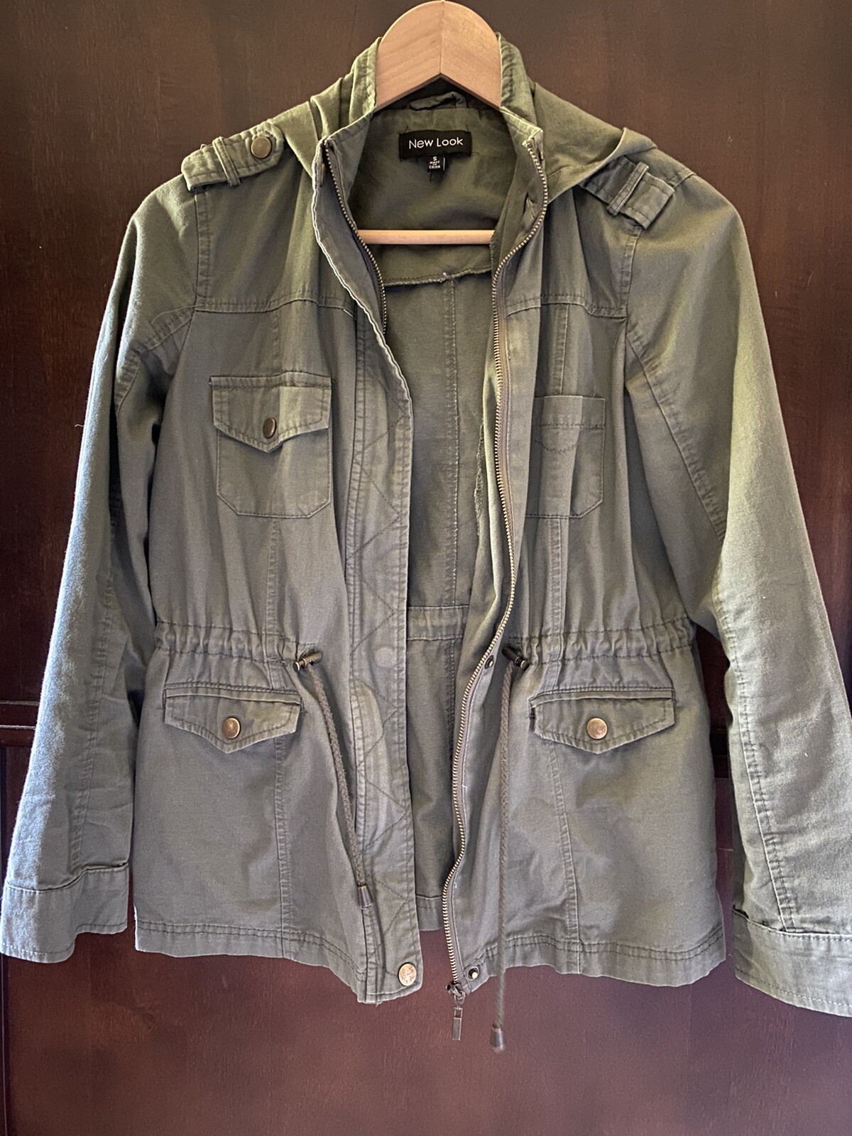Women's New Look Utility Cargo Jacket Size Small Gree… Gem