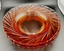 VERECO FRANCE DURALEX RIVAGE PINK SWIRL PATTERN BOWLS - SET OF 4