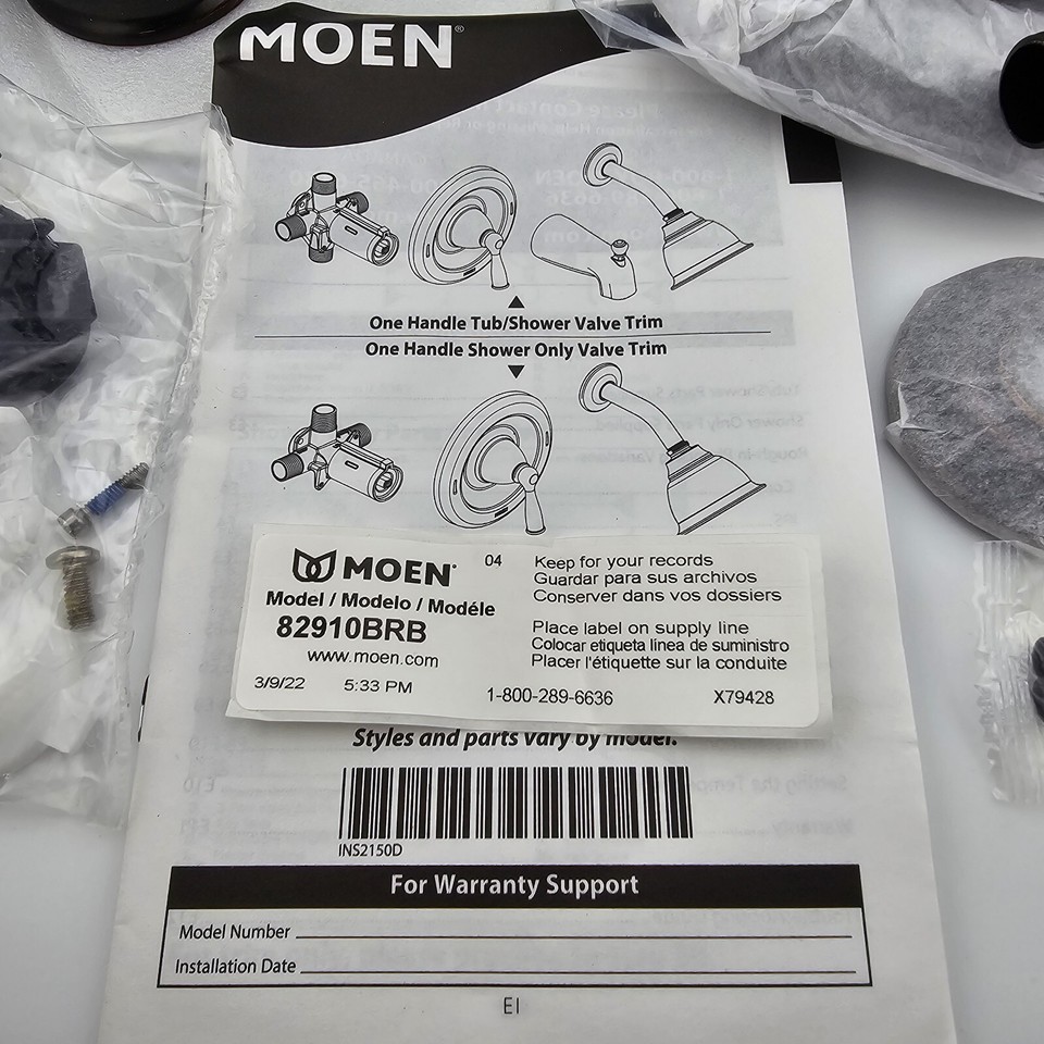 MOEN Banbury Shower Tub Trim Brushed Bronze (No Valve & Plaster Ground