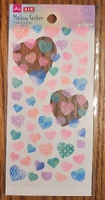 Daiso Masking Sticker Hearts Love Valentines Day Stickers Pink Blue Green Purple