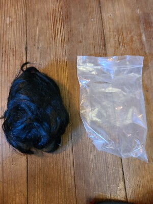 BLACK LONG DOLL SUPPLY BABY DOLL VTG WIG TOY MINI DOLL FAUX HAIR
