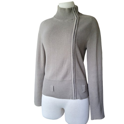 Mossimo Size M Women's Dark Green Knit Cardigan Sweater Full Zipper Mock Neck. - Picture 11 of 24