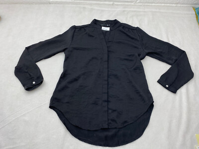 Lager 157 Women's Button Up Shirt Size M Black Long Sleeve Etab 157