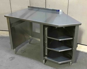 Stainless Steel 56 x 30 Table with Undershelf cabinet 3 shelves corner