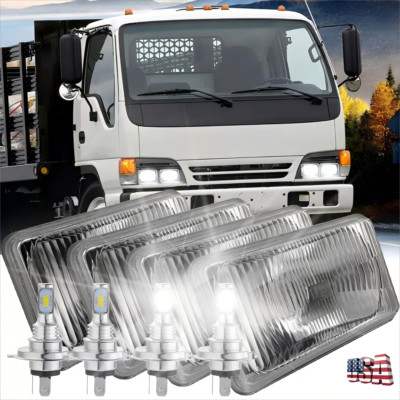 Super Bright 4pc 4x6'' inch LED Headlight Projector For Isuzu NPR 1991-2005 Truck