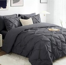 Queen Comforter Set 7 Pieces - Bed in a Bag QUEEN/FULL 88" 88" 01 - Dark Grey