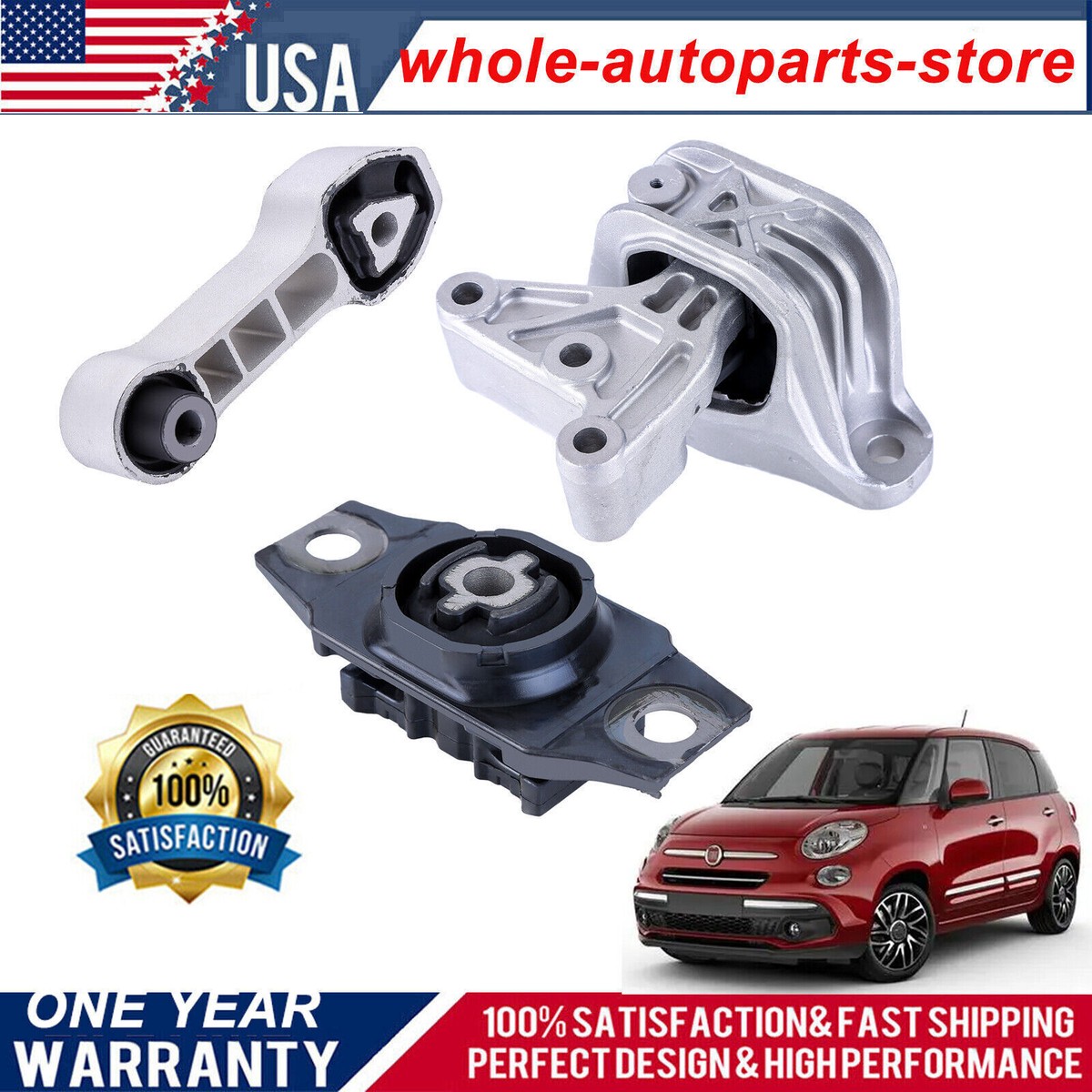 3PCS For Fiat 500 L4 1.4L 2012-18 Trans. Engine Motor Mount