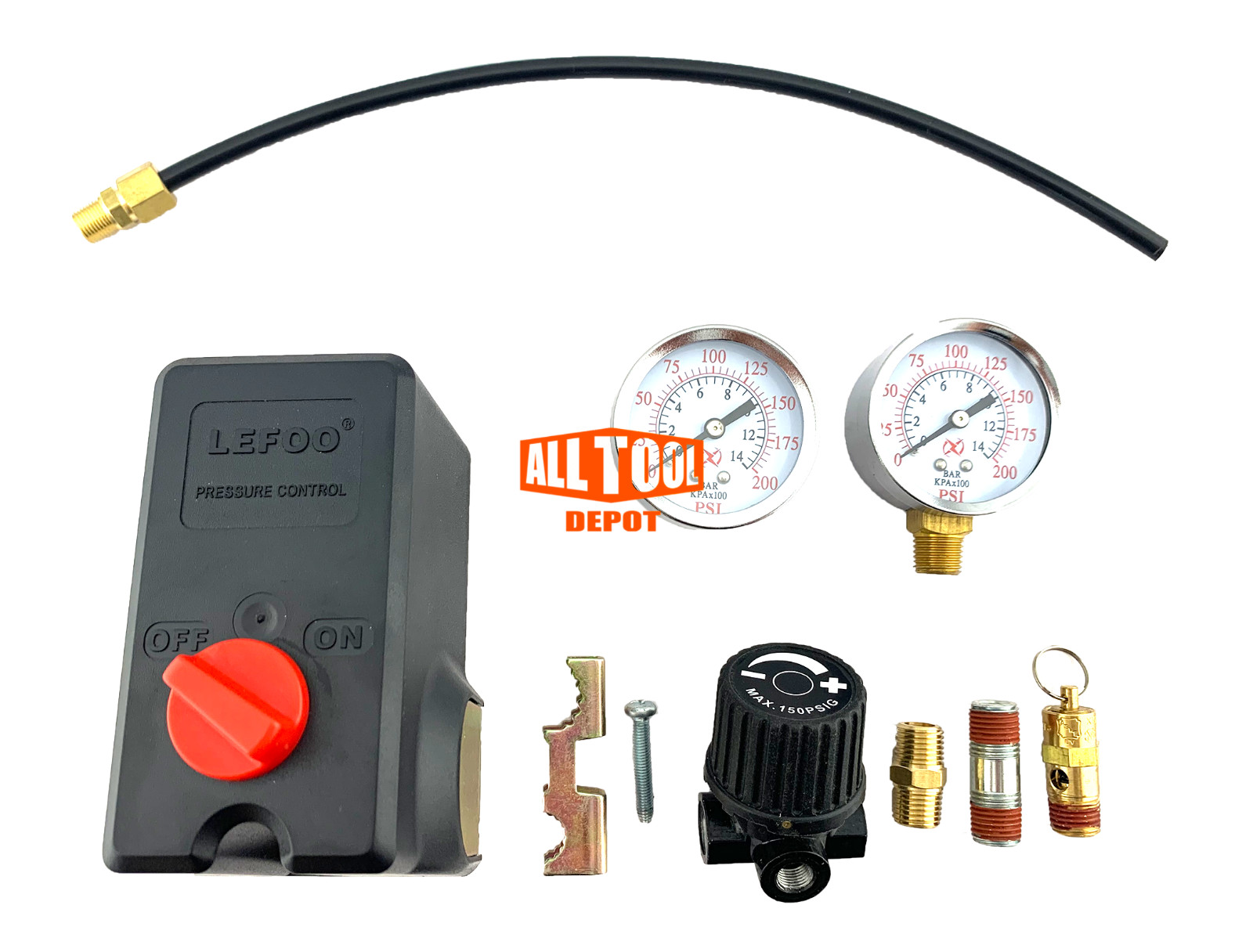 Pressure Switch Kit With Regulator Gauge & Safety 95-125 Psi