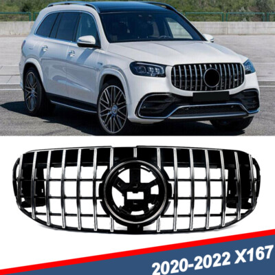 For 2020-2022 Mercedes-Benz X167 GT Style Front Bumper Grille Grill Chrome+Black