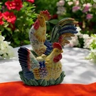 FITZ & FLOYD Ricamo Napkin Holder Ceramic Rooster /459 Hen Farmhouse New no Box