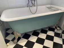 CATCHPOLE & RYE FRENCH ANTIQUE FREESTANDING ROLL TOP BATH WITH RUDGE TAPS