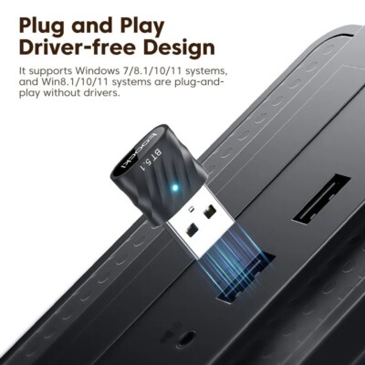 Toocki USB Bluetooth 5.1 Adapter | Audio-Empfänger | für  PC, Lautsprecher