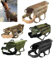 TACTICAL DOG VEST HARNESS K9 MOLLE HUNTING TRAINING MILITARY PATCH PANEL XS - XL